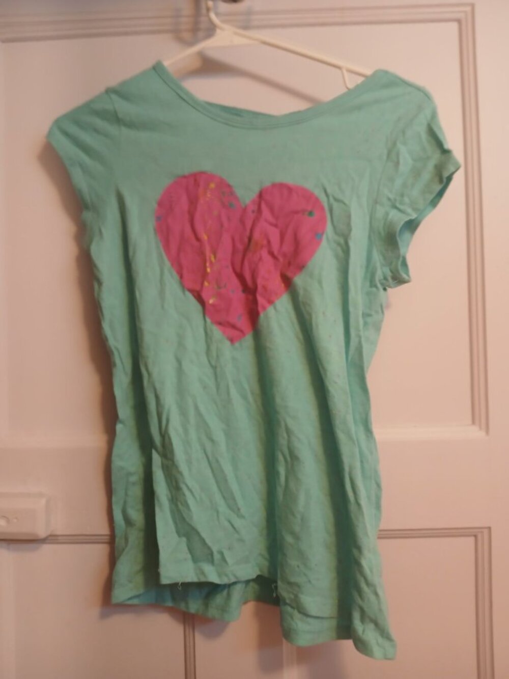 MTA Sport Girls L 10/12 Blue and Pink Heart Shirt